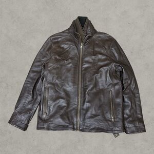 Mason & Cooper Leather Jacket Mens Medium Brown New York Biker Grunge Y2K Casual